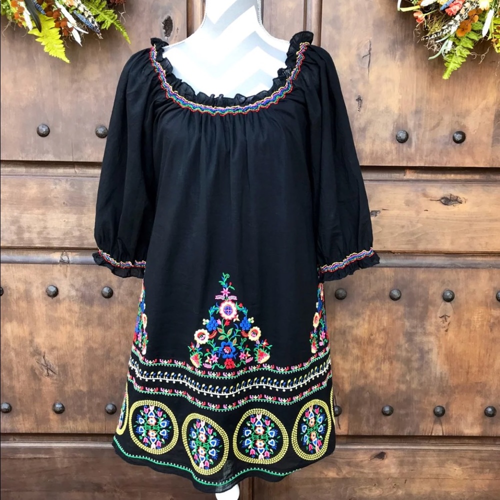 BLACK EMBROIDERED DRESS